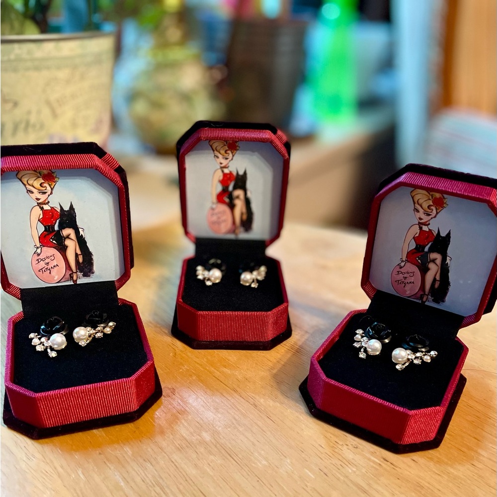 Tatyana Black Rose Earrings